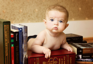 baby with book picture