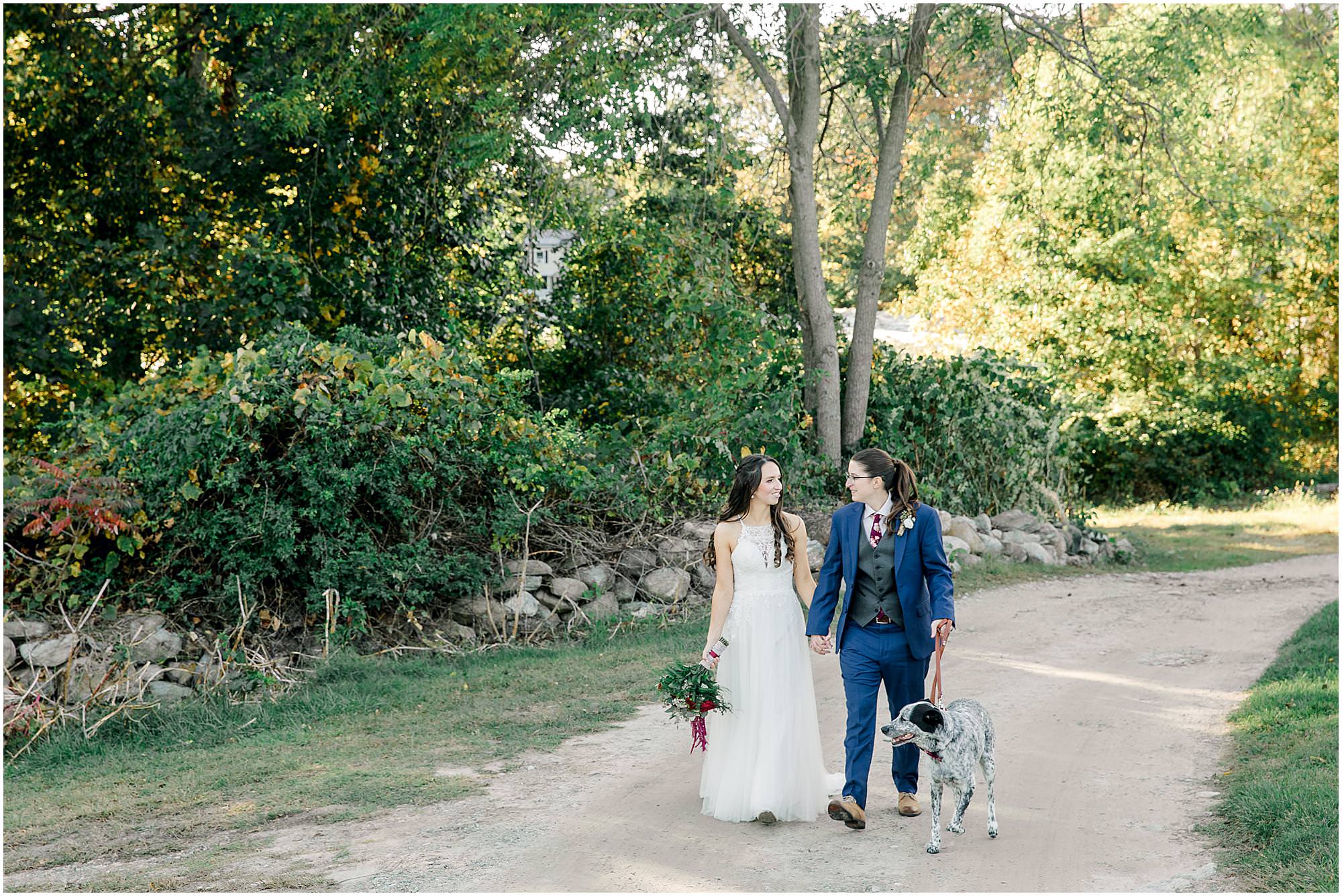 brides was their dog through Chamard Vineyard Connecticut 