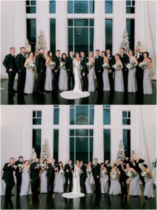 indoor wedding party photos