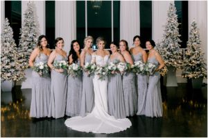 grey bridesmaids dresses winter wedding