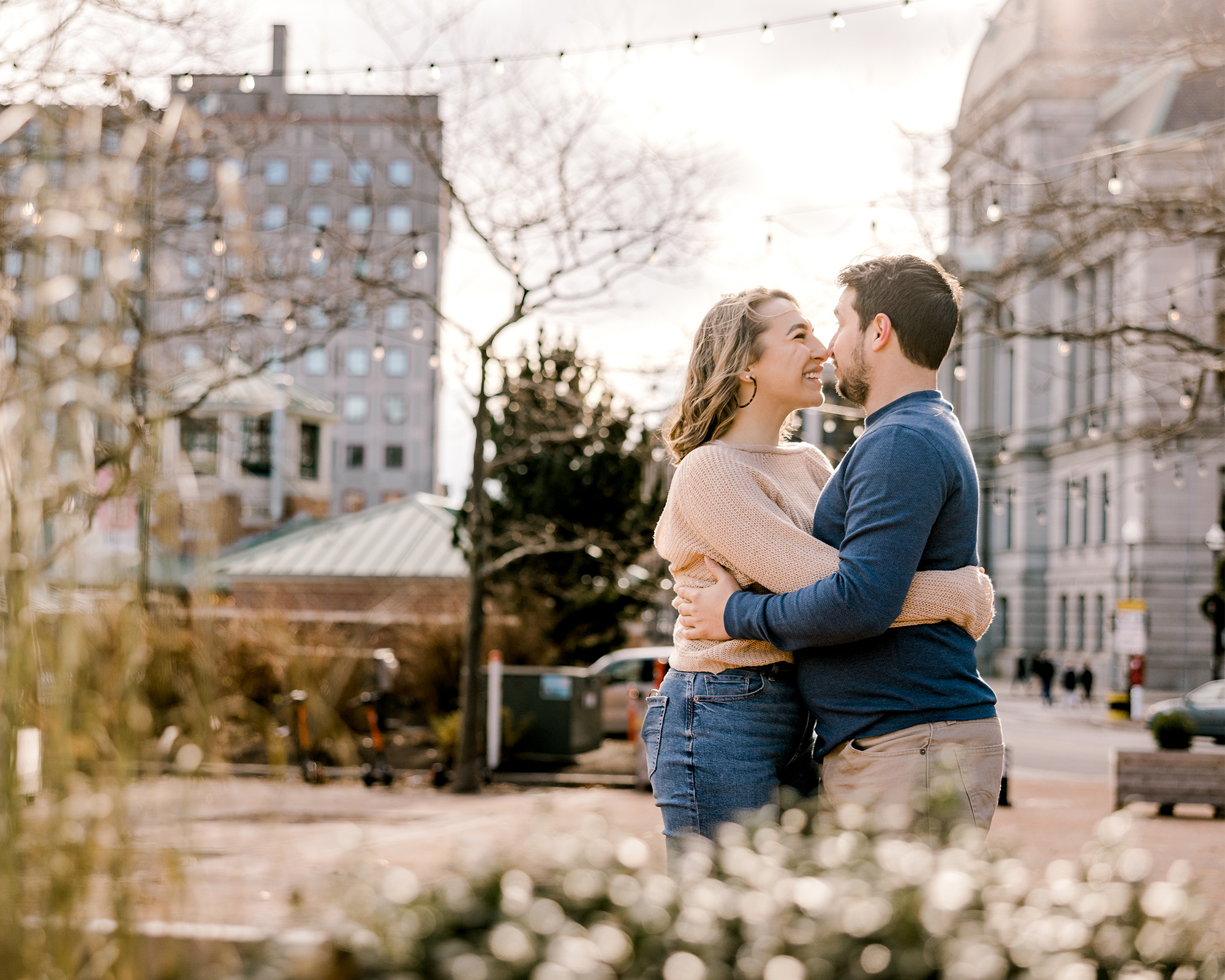 downtown providence holiday engagement photos