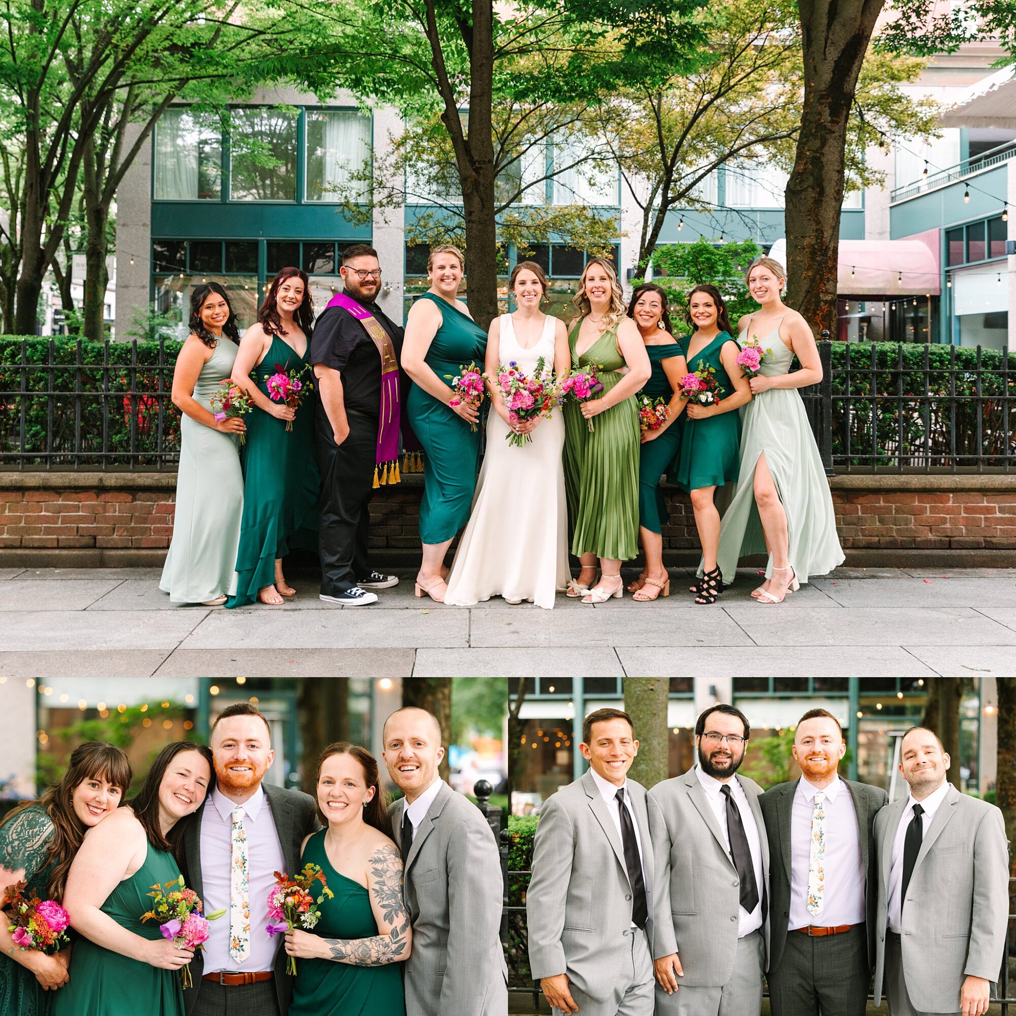 jewel tone wedding party colors in summertime providence RI wedding