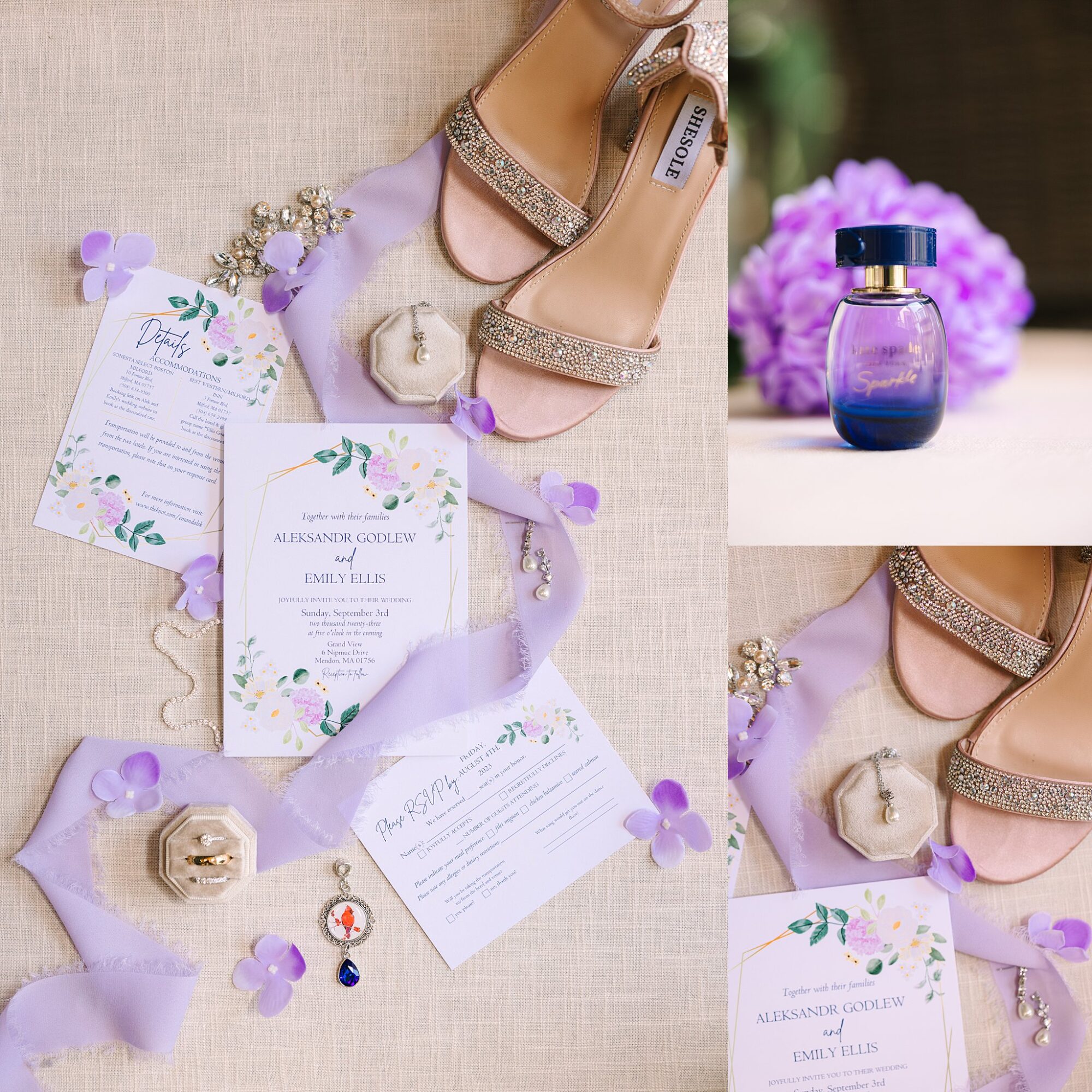 lavender wedding invitation suite