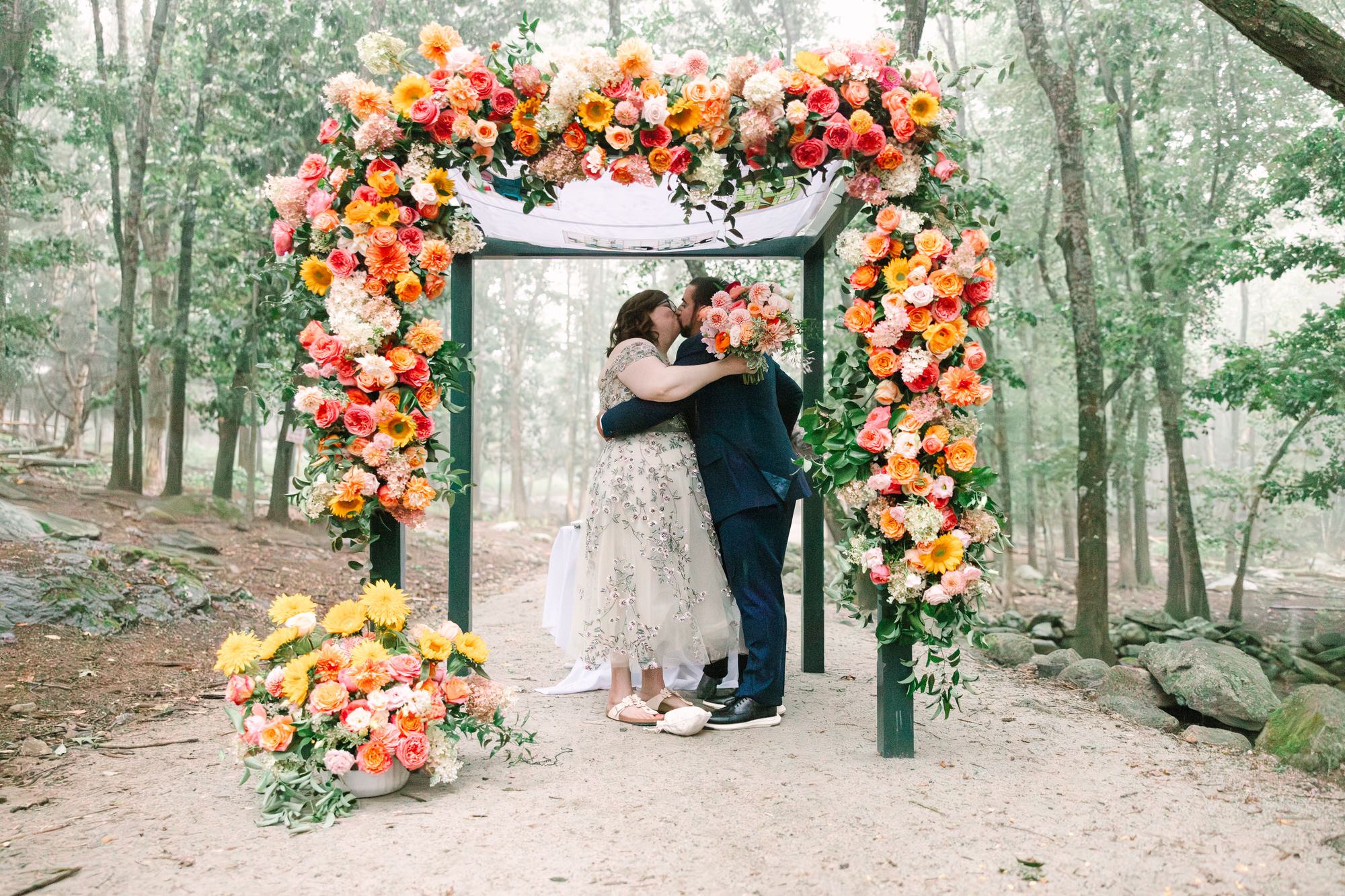 rainy wedding in forest
